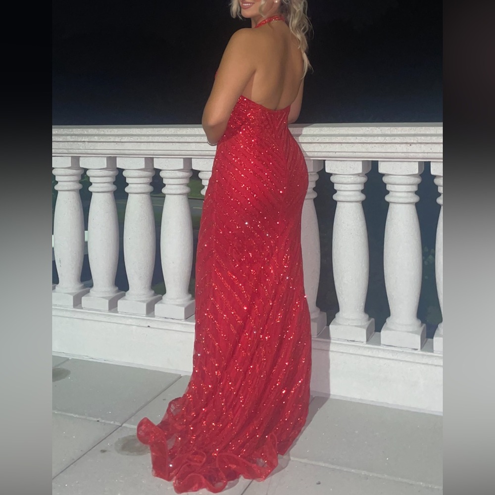 Jovani red rhinestone gown